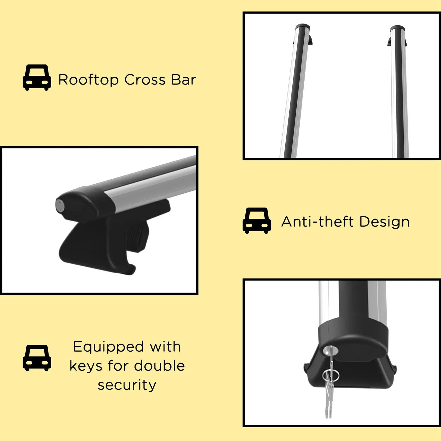 2pc Roof Rack, Aluminum Cross Bars, Adjustable, 49", Silver Automotive at Gallery Canada