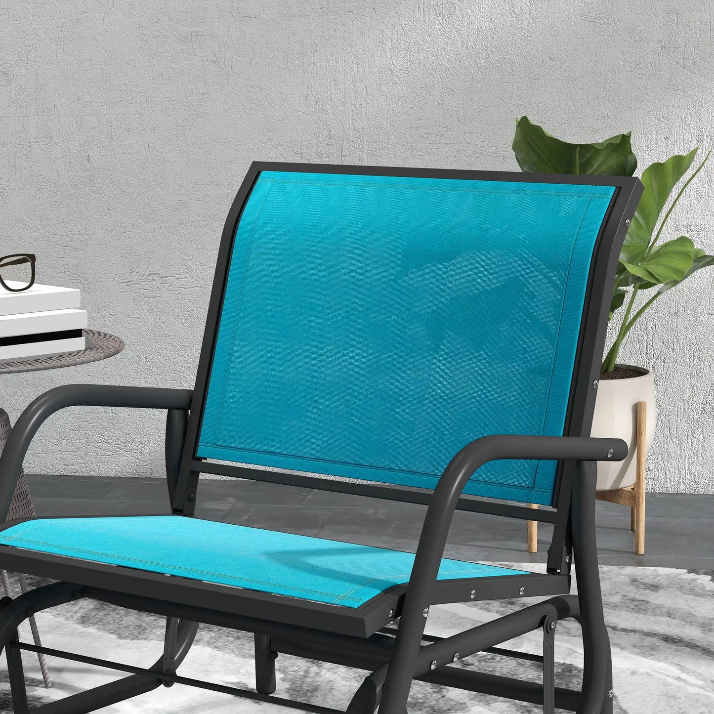 Outdoor Patio Glider Set, 2 Chairs, Breathable Mesh Seat, Blue Outdoor Gliders at Gallery Canada