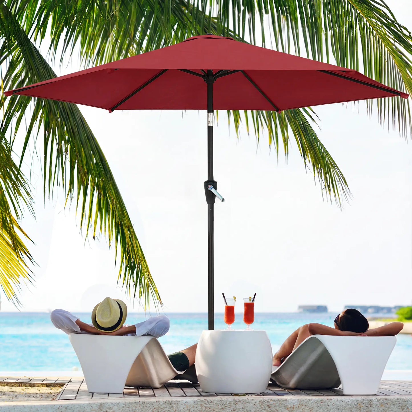 9FT Patio Umbrella, Tilt Crank, 6 Ribs, UV Protection Sun Umbrellas at Gallery Canada
