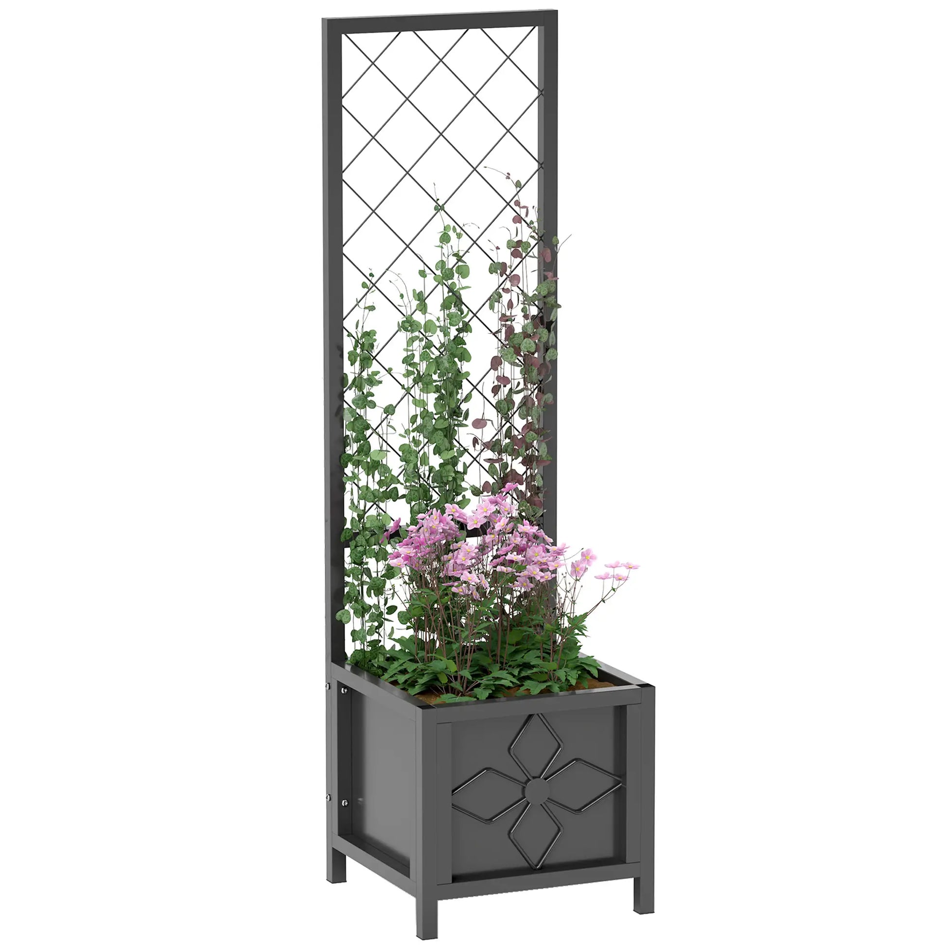 Galvanized Raised Garden Bed, Metal Planter Box with Trellis, Drainage Holes Raised Garden Beds at Gallery Canada