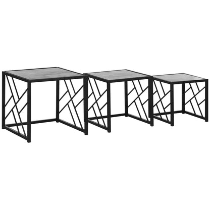Square Nest of Tables Set of 3, Metal Frame, for Living Room, Grey Coffee Tables at Gallery Canada
