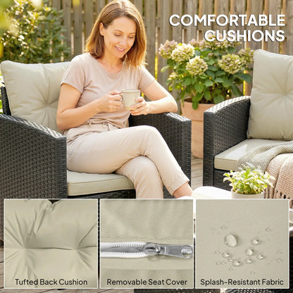 3 Piece Wicker Patio Set, 2-Tier Glass Top Table, Beige Bistro Sets at Gallery Canada
