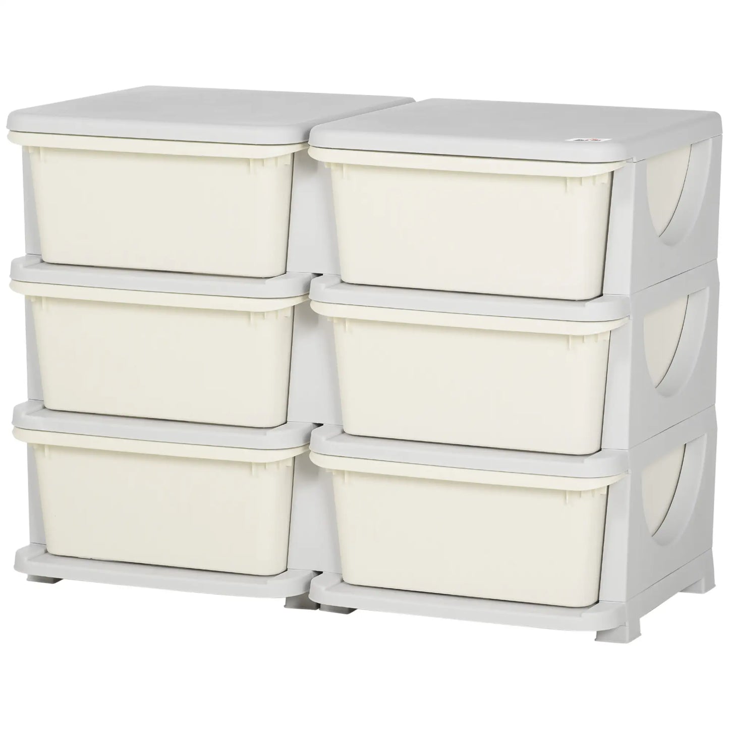 3 Tier Kids Toy Organizer, 6 Plastic Drawers, Cream White Baby & Kids Storage Cream at Gallery Canada