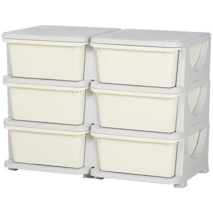 3 Tier Kids Toy Organizer, 6 Plastic Drawers, Cream White Baby & Kids Storage Cream at Gallery Canada