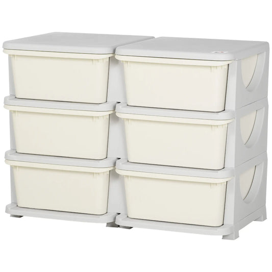 3 Tier Kids Toy Organizer, 6 Plastic Drawers, Cream White Baby & Kids Storage Cream at Gallery Canada