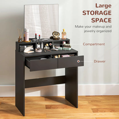 Modern Makeup Vanity Desk with Mirror, Drawers, Black Dressing & Vanity Tables at Gallery Canada