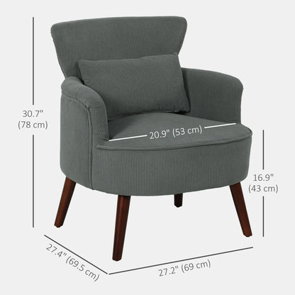 Modern Accent Chair, Upholstered Armchair, Solid Wood Legs, Lumbar Pillow, Grey Accent Chairs at Gallery Canada