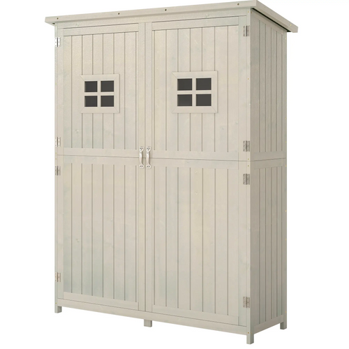 4x1.5ft Wooden Garden Storage Shed, Outdoor Tool Cabinet, Grey