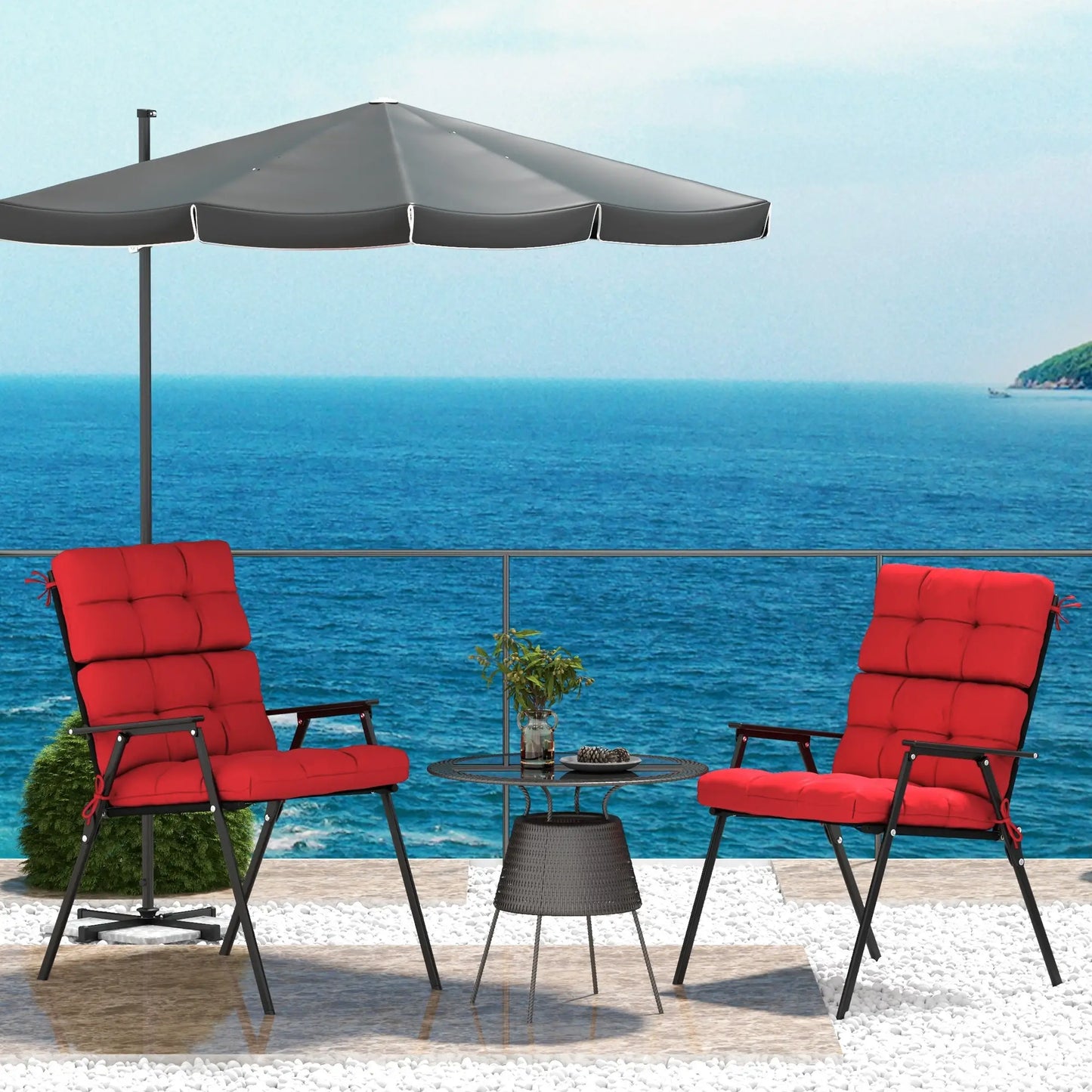 2-Piece Back Seat Cushion, Outdoor Patio Chair Cushions, Button Tufted, Red Patio Chair Cushions at Gallery Canada