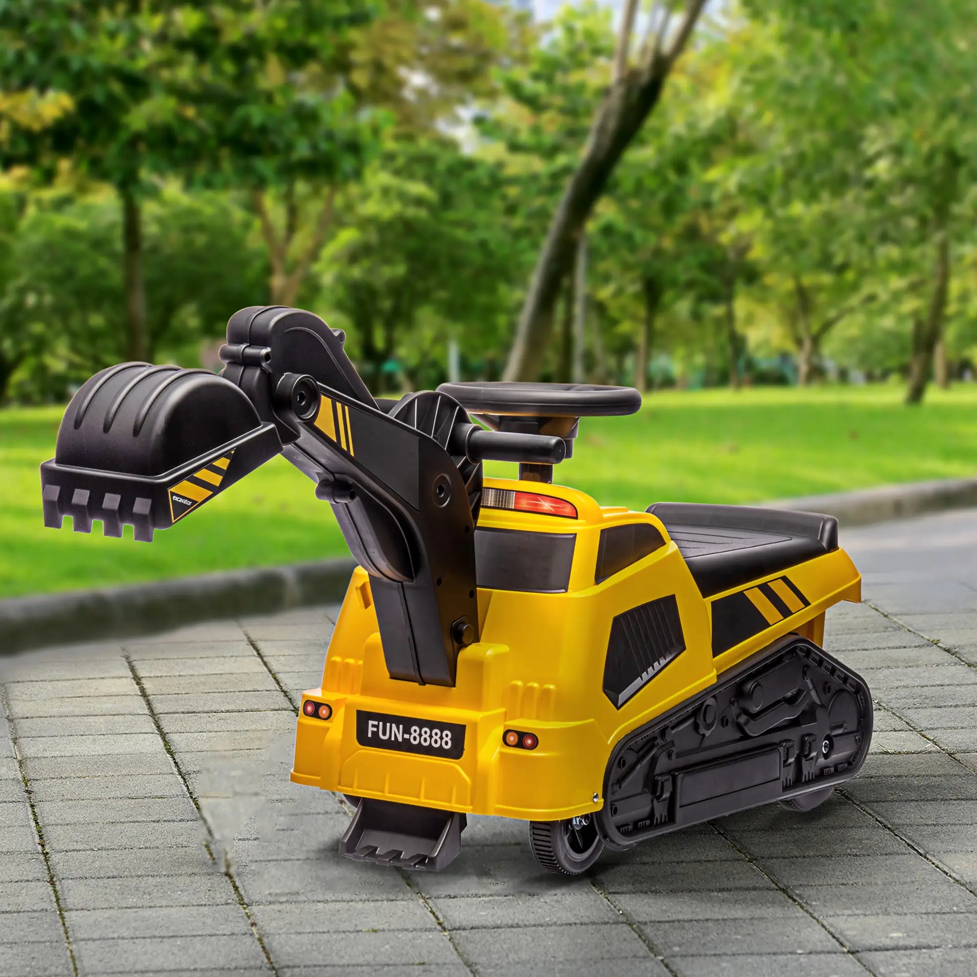 3 in 1 Ride on Excavator, Bulldozer, Road Roller, No Power, Yellow Toy Excavators at Gallery Canada