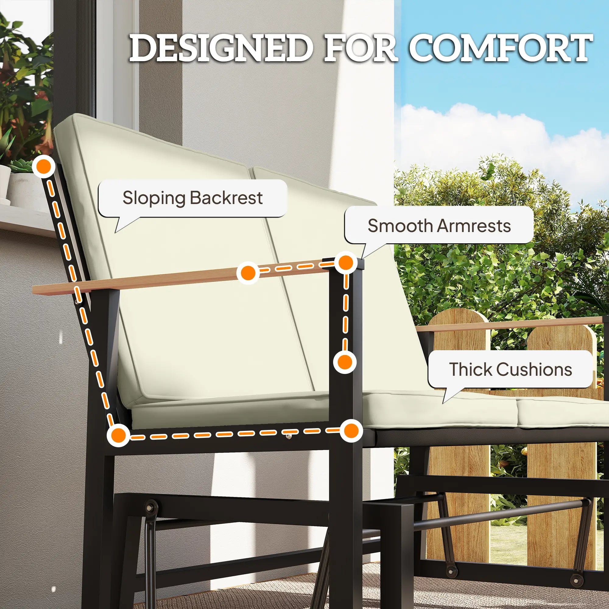 Outdoor Glider Bench For 2 Person, Thick Cushions, Cream White Outdoor Gliders at Gallery Canada