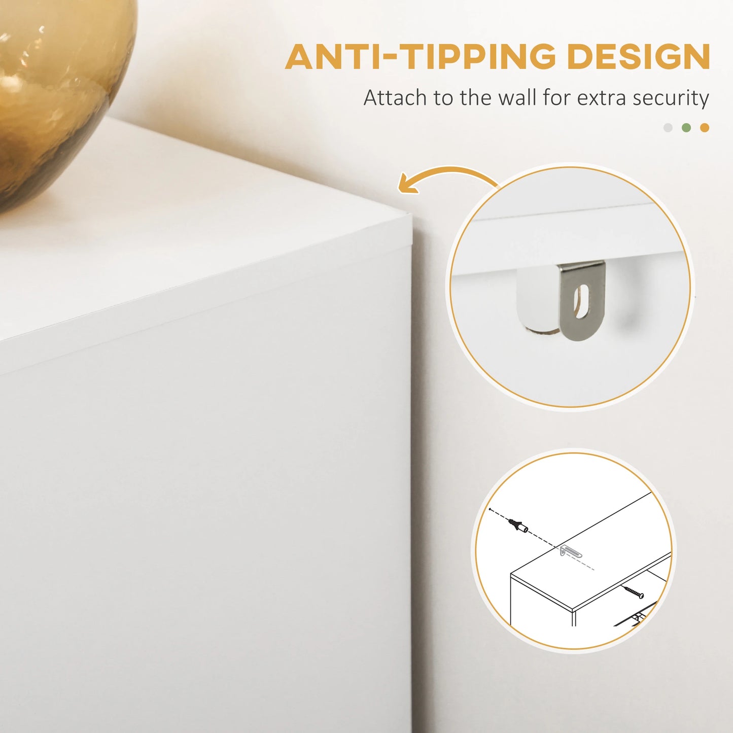 Accent Sideboard, Kitchen Storage Cabinet, 4 Doors, Adjustable Shelves, White Bar Cabinets at Gallery Canada