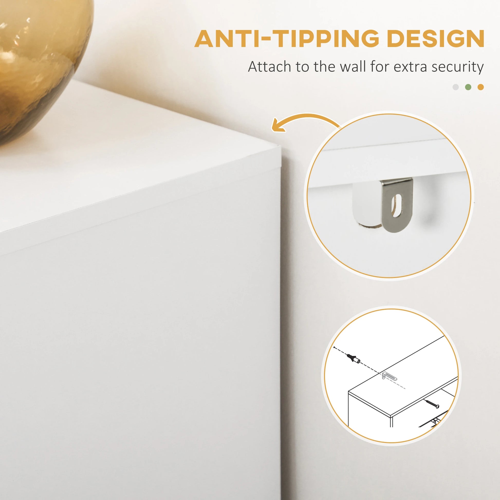 Accent Sideboard, Kitchen Storage Cabinet, 4 Doors, Adjustable Shelves, White Bar Cabinets at Gallery Canada