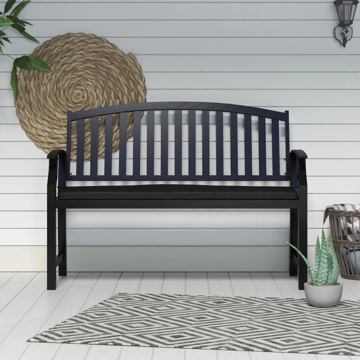2-Seater Patio Bench Cushion, Outdoor Swing Replacement Pad, Black Patio Chair Cushions at Gallery Canada