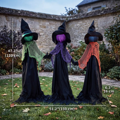 48" Witch Trio Yard Stake, Light-Up Multicolored Heads, Multicolored Halloween Decorations at Gallery Canada