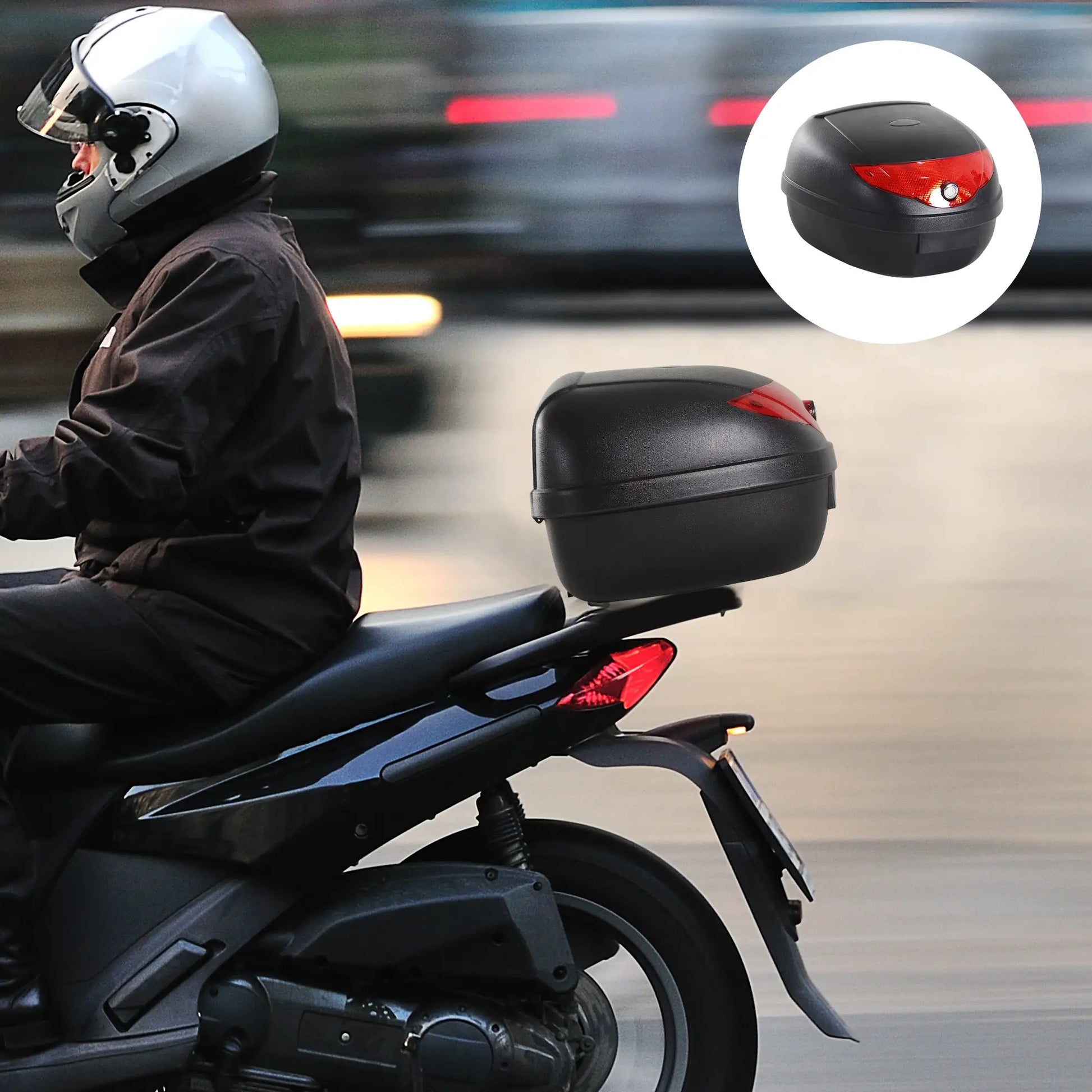 Detachable Scooter Motorcycle Trunk, 24L, Lockable, Black Automotive at Gallery Canada