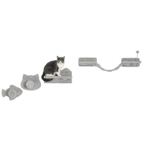 4PCs Cat Wall Shelves, Steps, Scratching Posts, Ladder, Platforms