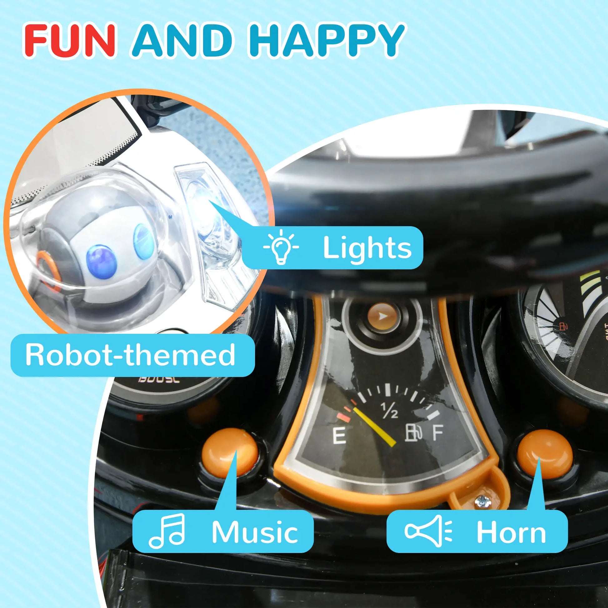 3 in 1 Kids Push Car, Foot to Floor Design, Music, Light, White Push Cars for Toddlers at Gallery Canada