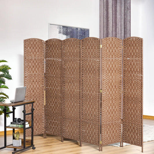 6ft Folding Room Divider, 6 Panel Wall Partition with Wooden Frame for Bedroom, Home Office, Natural - Gallery Canada