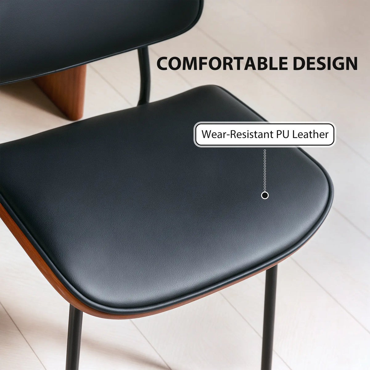 Dining Chairs Set of 2, Mid Century Modern, Bentwood Back, Metal Legs Dining Chairs at Gallery Canada