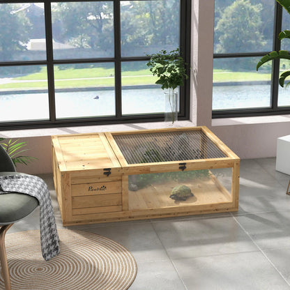 Wood Tortoise House for Lizards, Geckos, 35.8" x 23.8" x 12.6", Yellow Houses & Habitats at Gallery Canada