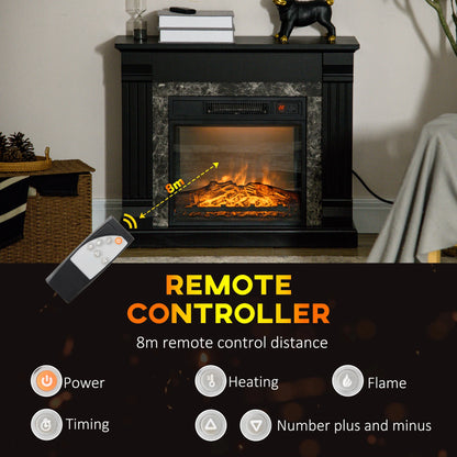 Electric Fireplace Mantel, Freestanding Heater, Realistic Flame, Adjustable Temperature, Timer, Remote, Black Electric Fireplaces at Gallery Canada