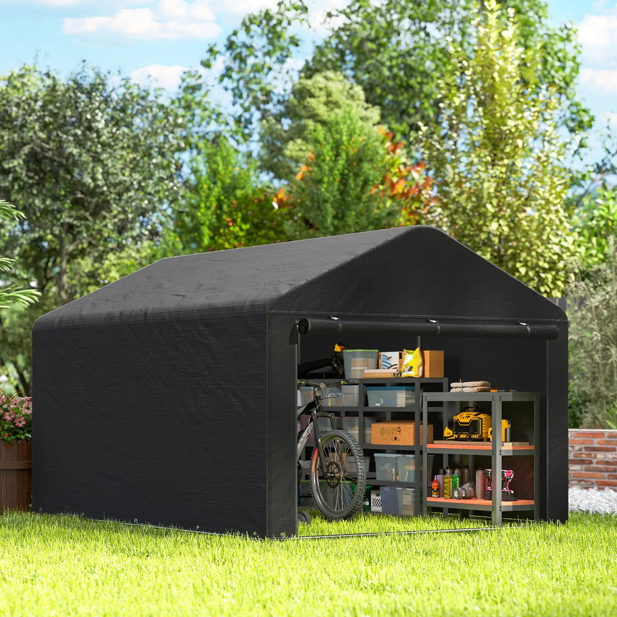 6.6' x 7.8' Portable Shed, Waterproof Bike Tent, Black Sheds at Gallery Canada