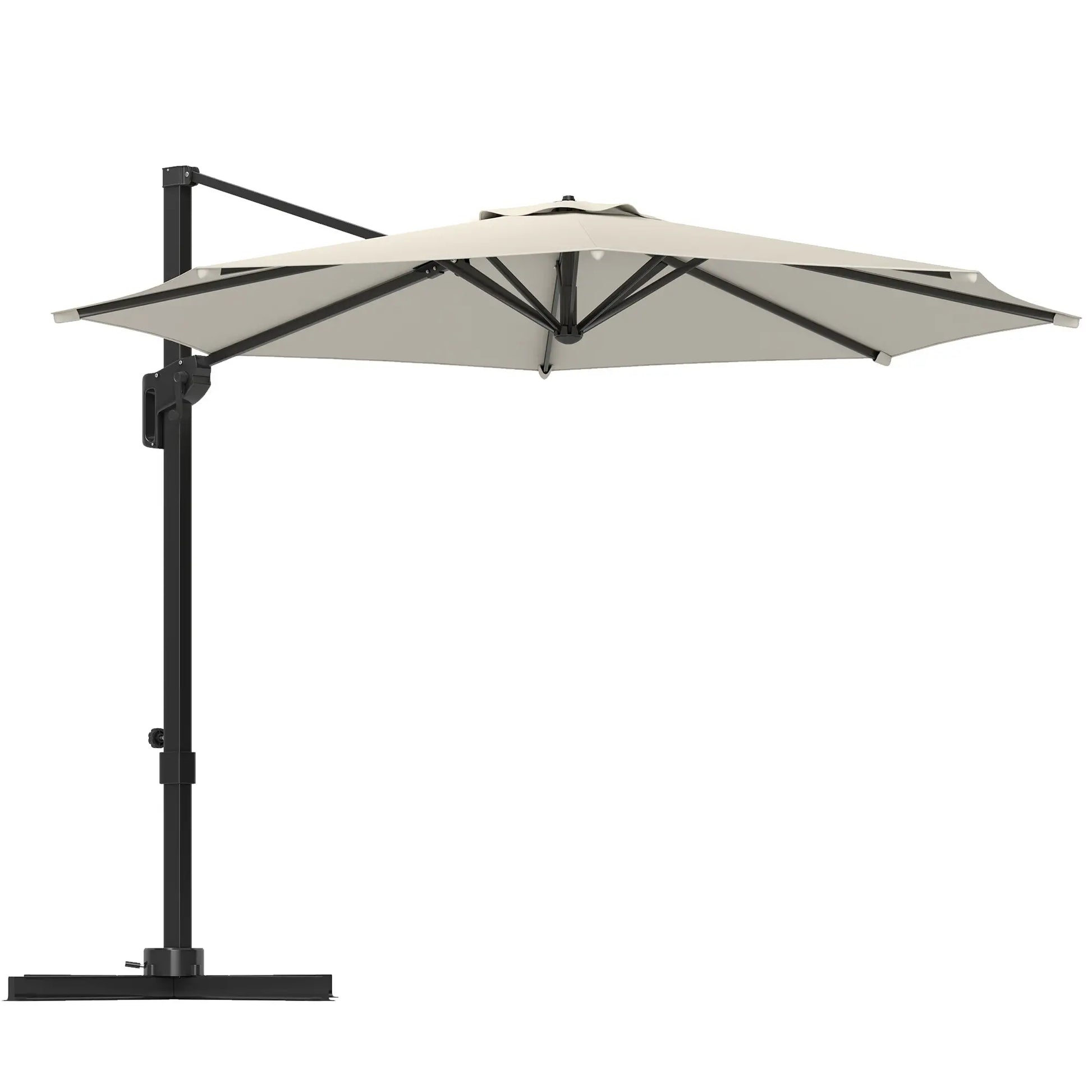 10' Offset Patio Umbrella, Aluminum Pole, 360° Rotation, Tilt, White Offset Cantilever Umbrellas at Gallery Canada