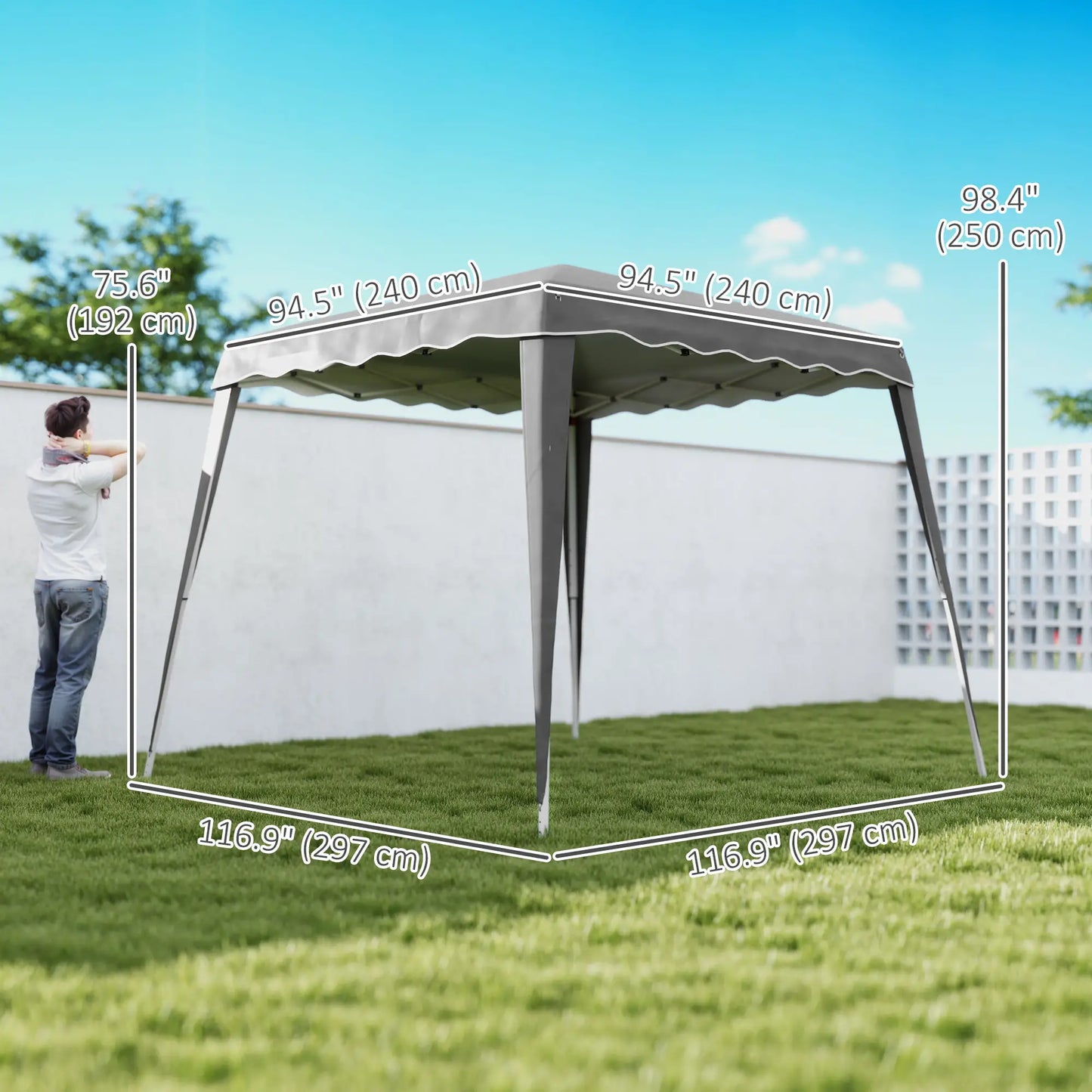 8' x 8' Pop Up Canopy, Foldable Outdoor Tent, Portable With Carrying Bag, Grey Pop Up Canopies at Gallery Canada