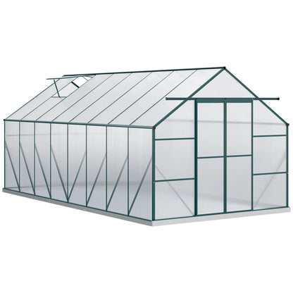 16' x 8' Aluminum Polycarbonate Greenhouse, Walk-In, Adjustable Roof Vent, Green Walk In Greenhouses Green, Clear at Gallery Canada
