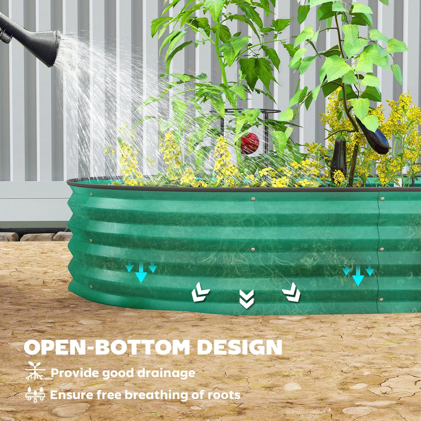 7' x 3' x 1' Parterre de jardin surélevé galvanisé, Tuteur de plante métallique vert, Vert