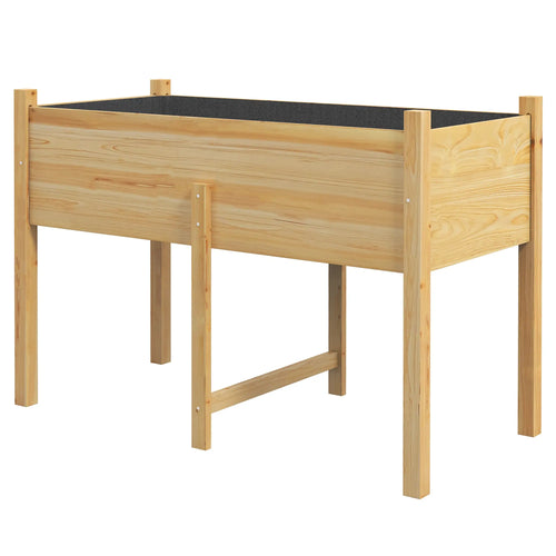 Wooden Raised Planter Box, Drain Holes, 45.3x21.7x31.5inch, Natural