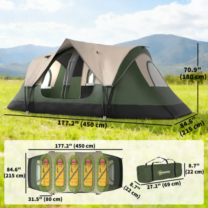6-8 Person Camping Tent, 2000mm Waterproof, Carry Bag, Dark Green Camping Tents at Gallery Canada