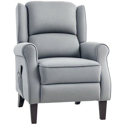 Push Back Recliner Chair, Vibration Massage, Extendable Footrest, Remote, Pocket, Grey Single Sofas at Gallery Canada