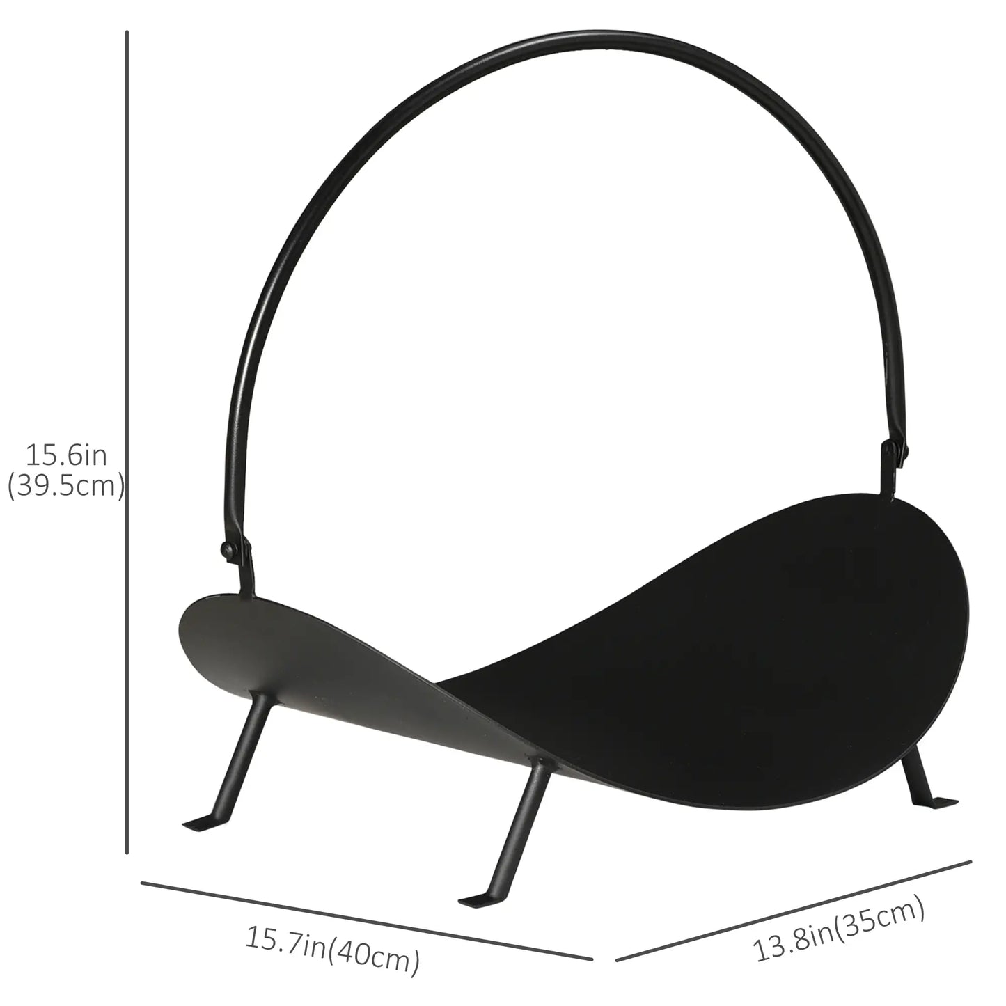 16" Firewood Log Rack, Curved Fireplace Holder, Black Firewood Racks at Gallery Canada