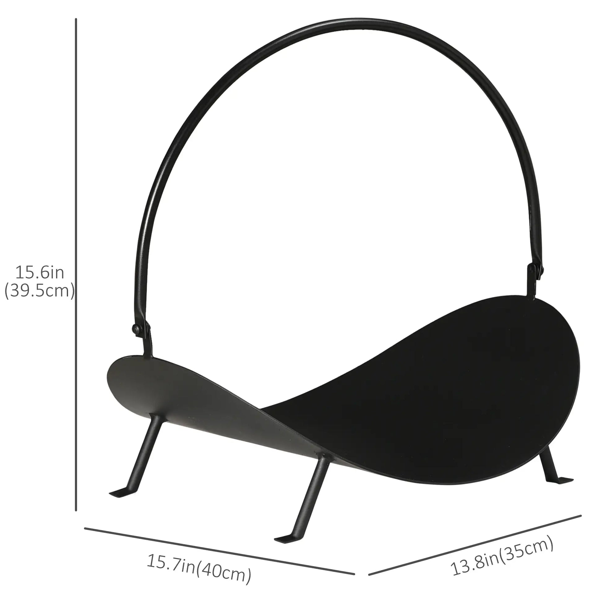 16" Firewood Log Rack, Curved Fireplace Holder, Black Firewood Racks at Gallery Canada