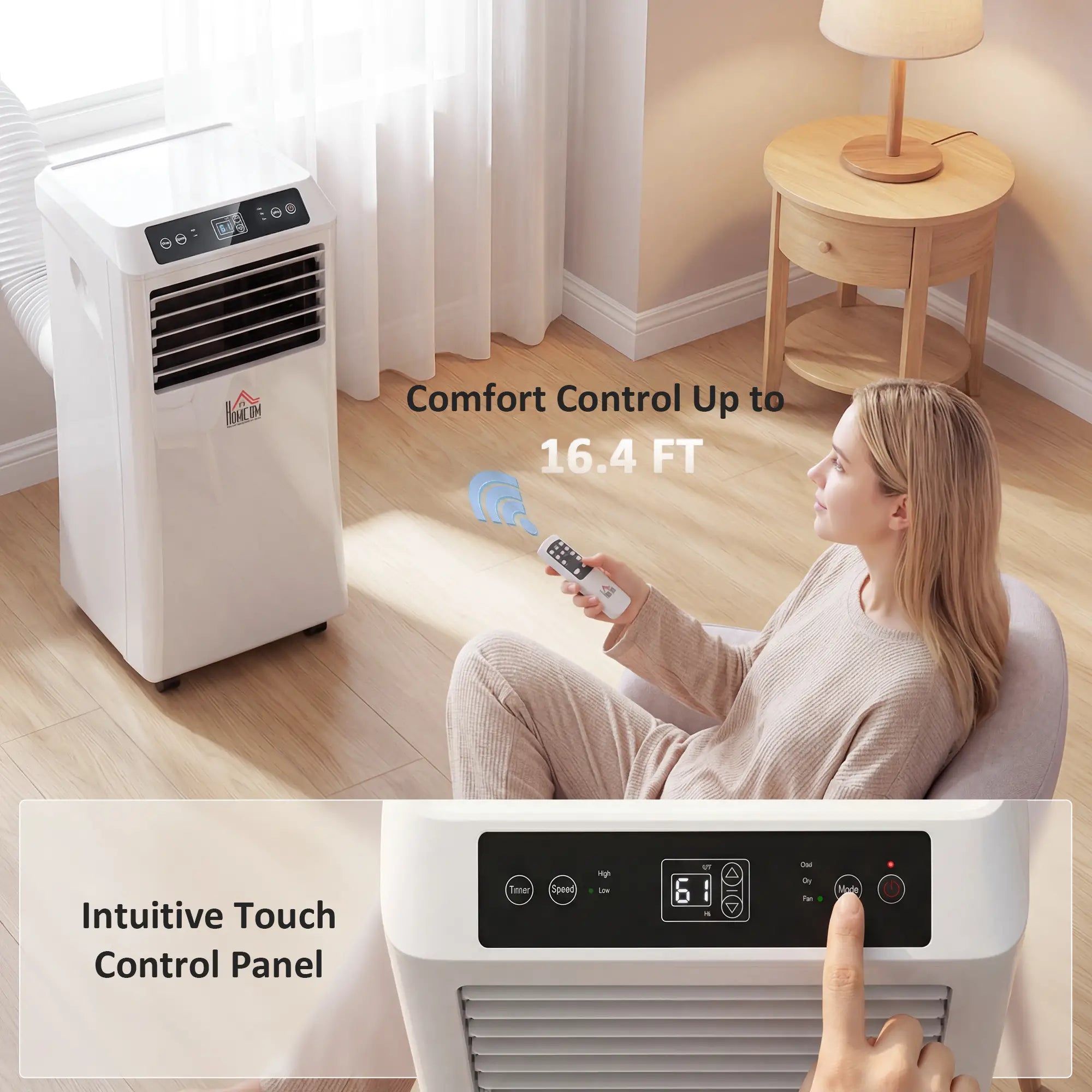 10,000BTU Portable Air Conditioner, Dehumidifier, 2 Speed Fans, 24H Timer, White Air Conditioner at Gallery Canada
