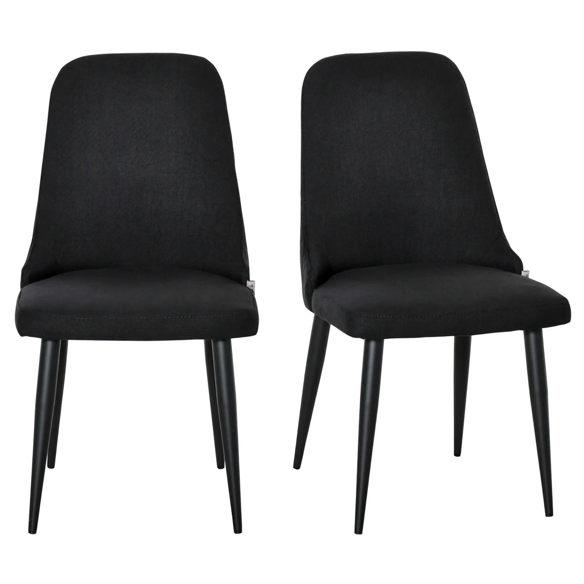 Modern Dining Chair Set of 2, Fabric Upholstered, Metal Legs, Black Bar Stools at Gallery Canada