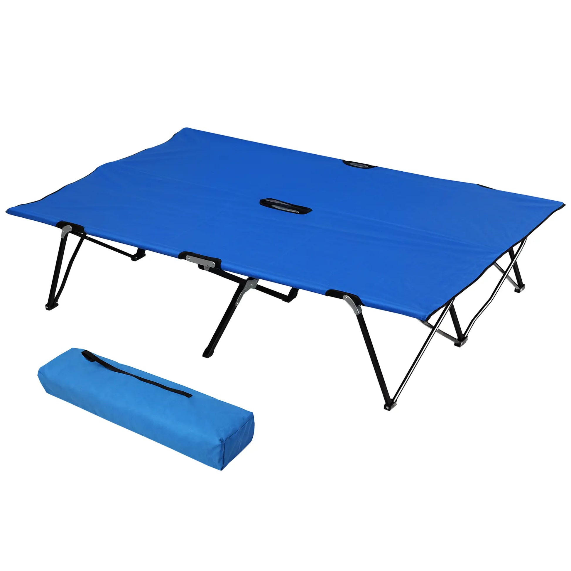 76" Two Person Folding Camping Cot, Portable Military Bed, Blue Camping Cots Blue at Gallery Canada