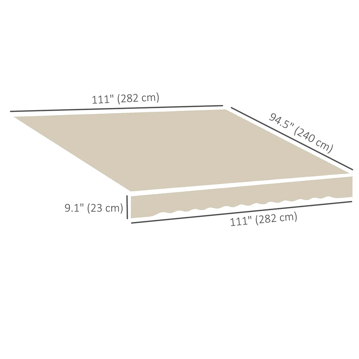 9' x 8' Outdoor Sunshade Canopy, Retractable Awning Fabric, Beige Awning Fabric Replacement at Gallery Canada