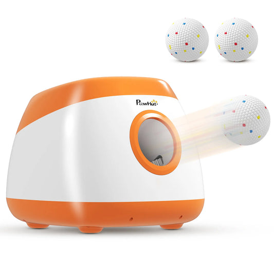 Automatic Dog Ball Launcher, 26-79ft, Medium Large Dogs, Orange Dog Agility Training Equipment Orange, White at Gallery Canada