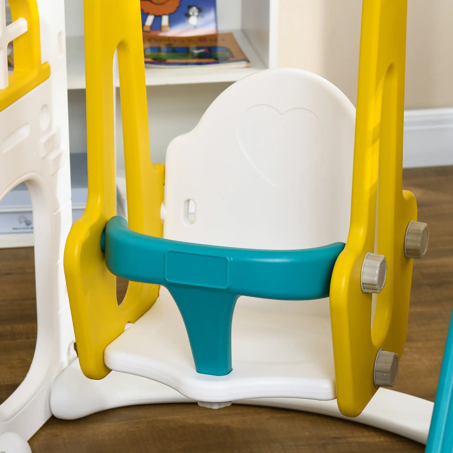 8 in 1 Slide Swing Set, Baby Swing with Basketball Hoop, Climber, Steering Wheel, Ages 1-3, Yellow Gym Sets & Swings at Gallery Canada