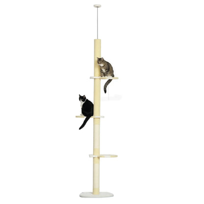 87"-102" Cat Tree, Sisal Scratching Posts, Anti-Tip Kit, Yellow Floor to Ceiling Cat Trees at Gallery Canada