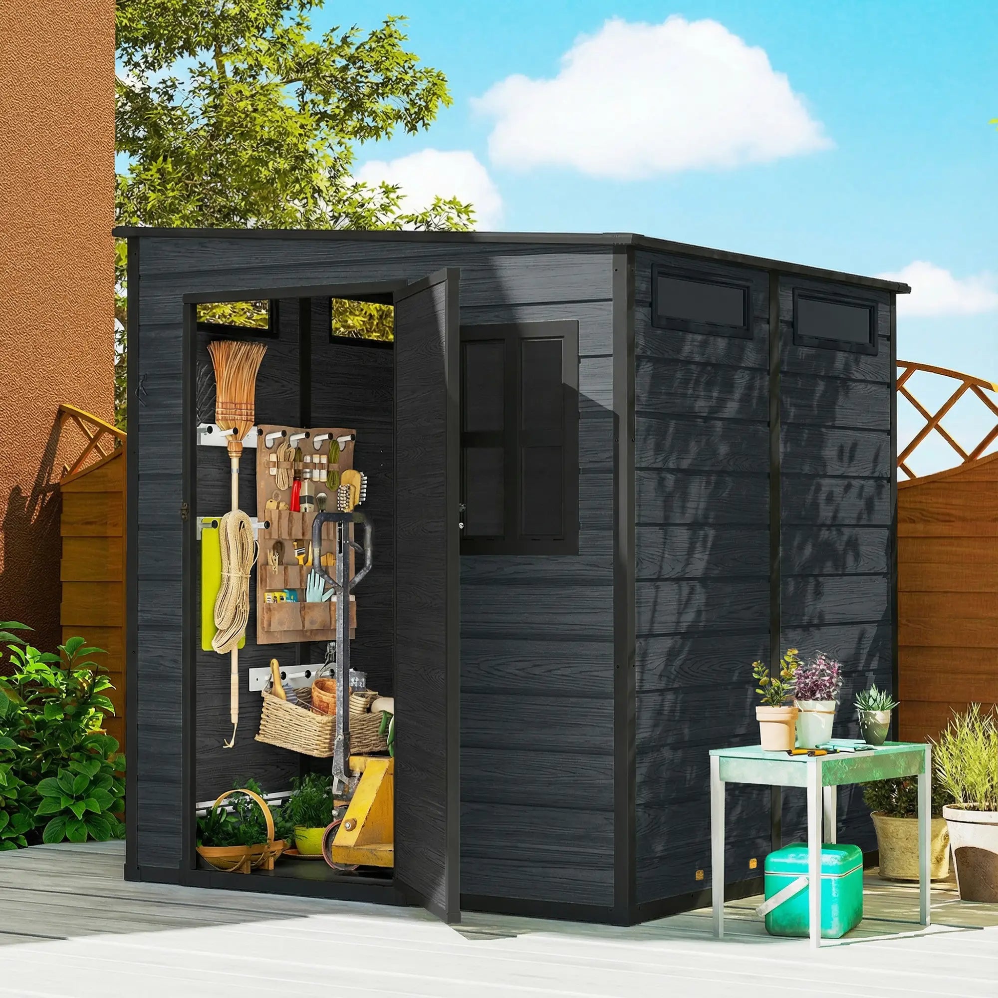 Outdoor Storage Shed, Lockable Door, Vents And Windows, Dark Grey Sheds at Gallery Canada