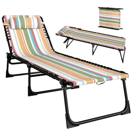 Outdoor Folding Lounge Chair, 4-Level Adjustable, Tanning Chair, Multicoloured Lounger Chairs Multi Colour at Gallery Canada
