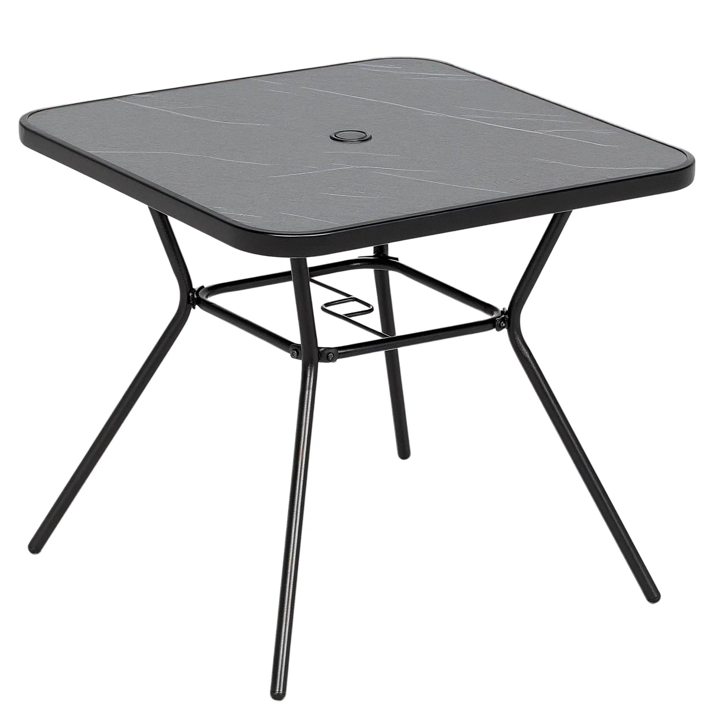 Square Outdoor Table, Patio Bistro Coffee Table, Faux-Marbled Top, 42mm Umbrella Hole, Dark Grey Patio Dinning Tables at Gallery Canada