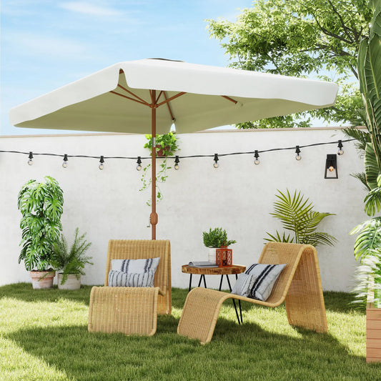 Patio Umbrella 118.1" x 78.7", UV50+ Protection, White Sun Umbrellas White at Gallery Canada