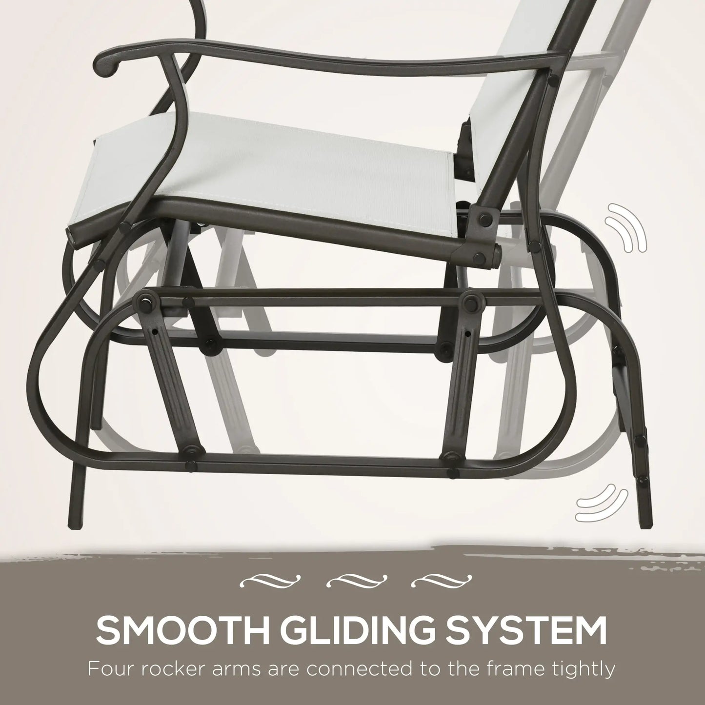 3PCs Gliding Rocking Chair, Bistro Tea Table Set, White Cream Outdoor Gliders at Gallery Canada