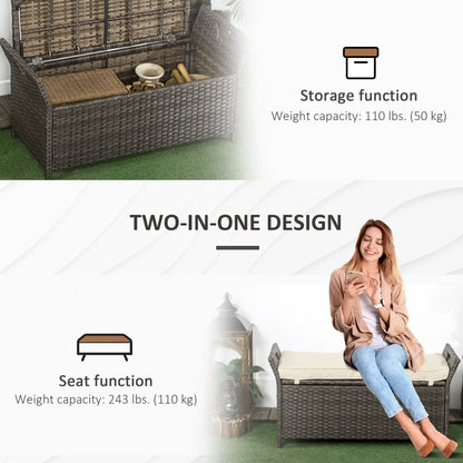 2-In-1 Outdoor PE Rattan Storage Bench, 29 Gallon, Cream Patio Storage Boxes at Gallery Canada