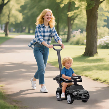 2-in-1 Sliding Walking Car for Toddlers, Black